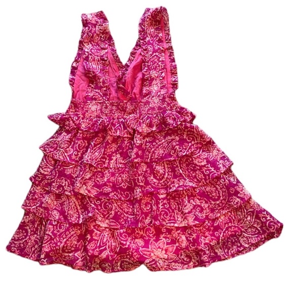 NWT Fate Pink Open Back Tiered Ruffle Mini Dress - Picture 3 of 6